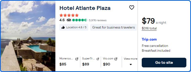 Click here to book this cheap flight deal. Stay at the 5* Hotel Atlante Plaza in Kalamata, Greece for only $79 USD per night. Flight deal ticket image.