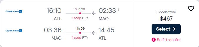Summer flights from Atlanta to Manaus, Brazil for only $467 roundtrip with Copa Airlines. Flight deal ticket image.