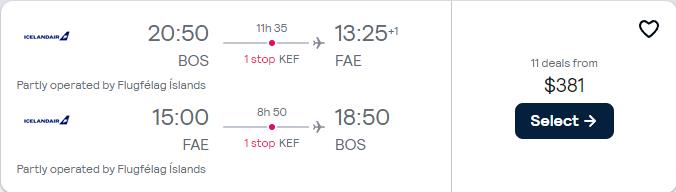 Cheap flights from Eastern USA to the Faroe Islands from only $381 roundtrip. Flight deal ticket image.