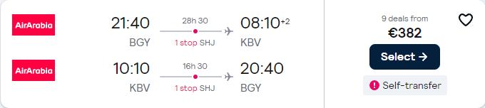 Cheap flights from Milan, Italy to Krabi, Thailand for only €382 roundtrip. Flight deal ticket image.