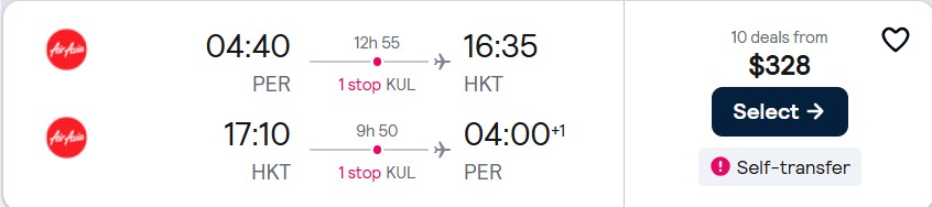 Click here to book this cheap flight deal. Cheap flights from Perth, Australia to Phuket, Thailand for only $328 AUD roundtrip. Flight deal ticket image.