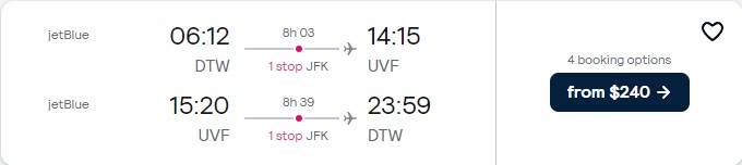 Summer flights from Detroit to St. Lucia for only $232 roundtrip with JetBlue. Flight deal ticket image.