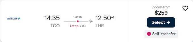 Click here to book this cheap flight deal. Cheap flights from Tulum, Mexico to London, UK for only $259 USD one-way. Flight deal ticket image.
