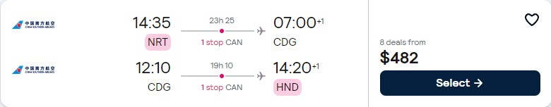 Click here to book this cheap flight deal. Cheap flights from Tokyo, Japan to Paris, France for only $478 USD roundtrip. Flight deal ticket image.