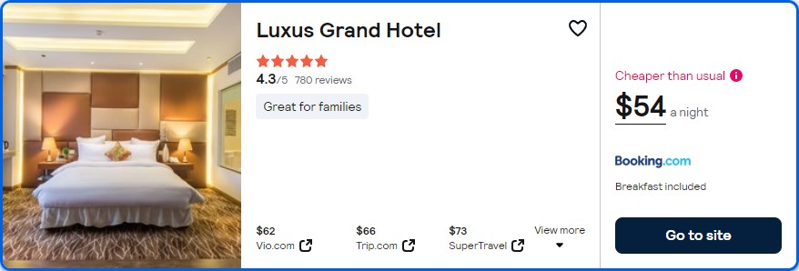 Stay at the 5 Stars* Luxus Grand Hotel in Lahore, Pakistan for only $54 USD per night. Flight deal ticket image.