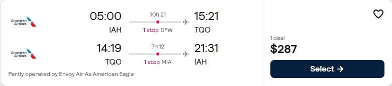 Cheap flights from Houston, Texas to Tulum, Mexico for only $287 roundtrip with American Airlines. Flight deal ticket image.