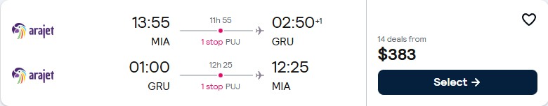 Click here to book this cheap flight deal. Summer flights from Miami to Sao Paulo, Brazil for only $383 roundtrip. Flight deal ticket image.