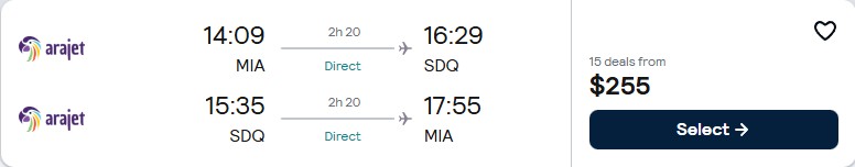 Click here to book this cheap flight deal. Non-stop flights from Miami to the Dominican Republic for only $255 roundtrip. Flight deal ticket image.