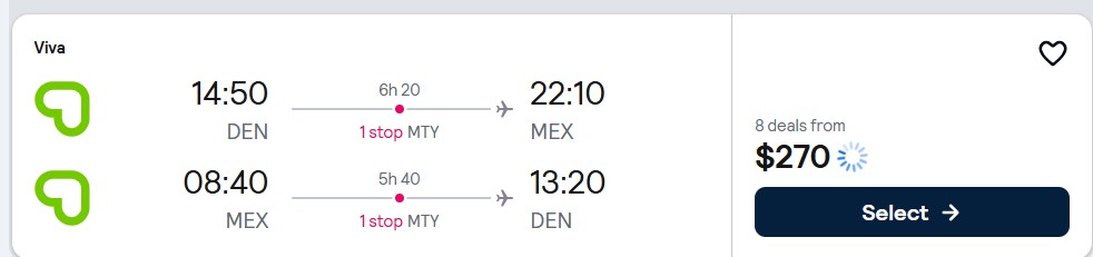 Click here to book this cheap flight deal. Cheap flights from Denver, Colorado to Mexico City, Mexico for only $270 roundtrip. Flight deal ticket image.
