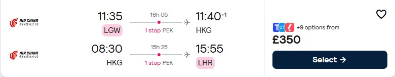 Click here to book this cheap flight deal. Cheap flights from London, UK to East Asia from only £350 roundtrip. Flight deal ticket image.