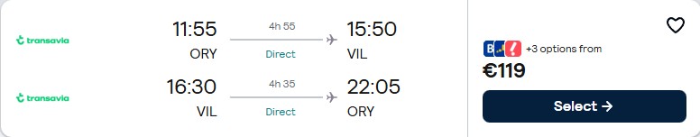 Non-stop flights from Paris, France to Western Sahara for only €119 roundtrip. Flight deal ticket image.