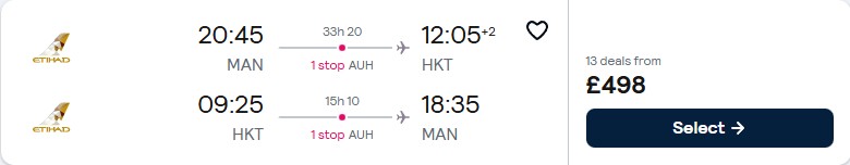 Click here to book this cheap flight deal. Summer flights from Manchester, UK to Phuket, Thailand for only £498 roundtrip with Etihad Airways. Flight deal ticket image.