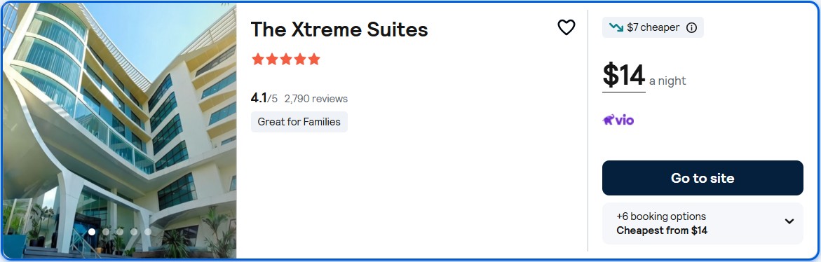 Click here to book this cheap flight deal. Stay at the 5* The Xtreme Suites in Bangkok, Thailand for only $14 USD per night over Christmas. Flight deal ticket image.