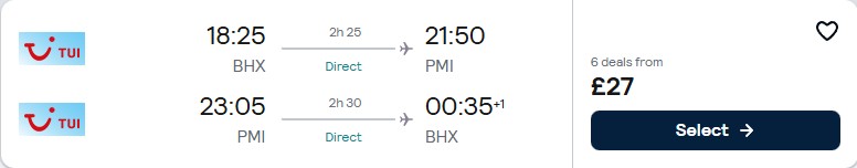 Click here to book this cheap flight deal. Non-stop flights from UK cities to ________ from only £27 roundtrip. Flight deal ticket image.