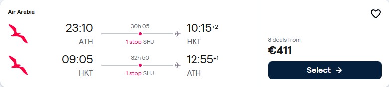 Click here to book this cheap flight deal. Cheap flights from Athens, Greece to Phuket, Thailand for only €411 roundtrip. Flight deal ticket image.