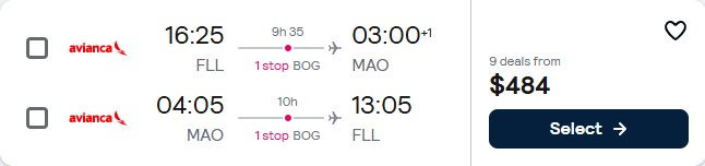 Click here to book this cheap flight deal. Cheap flights from Fort Lauderdale to Manaus, Brazil for only $484 roundtrip with Avianca. Flight deal ticket image.