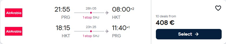 Click here to book this cheap flight deal. Cheap flights from Prague, Czech Republic to Phuket, Thailand for only €406 roundtrip. Flight deal ticket image.