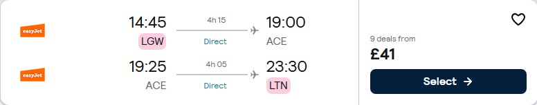 Click here to book this cheap flight deal. Non-stop flights from UK cities to ________ from only £41 roundtrip. Flight deal ticket image.