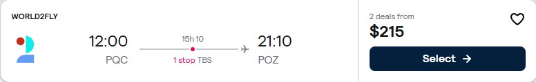Click here to book this cheap flight deal. Cheap flights from Phu Quoc, Vietnam to Poznan, Poland for only $215 USD one-way. Flight deal ticket image.