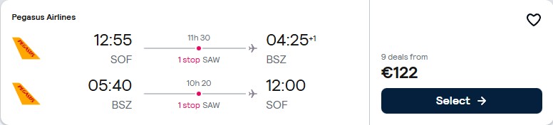 Click here to book this cheap flight deal. Cheap flights from Sofia, Bulgaria to Bishkek, Kyrgyzstan for only €122 roundtrip. Flight deal ticket image.